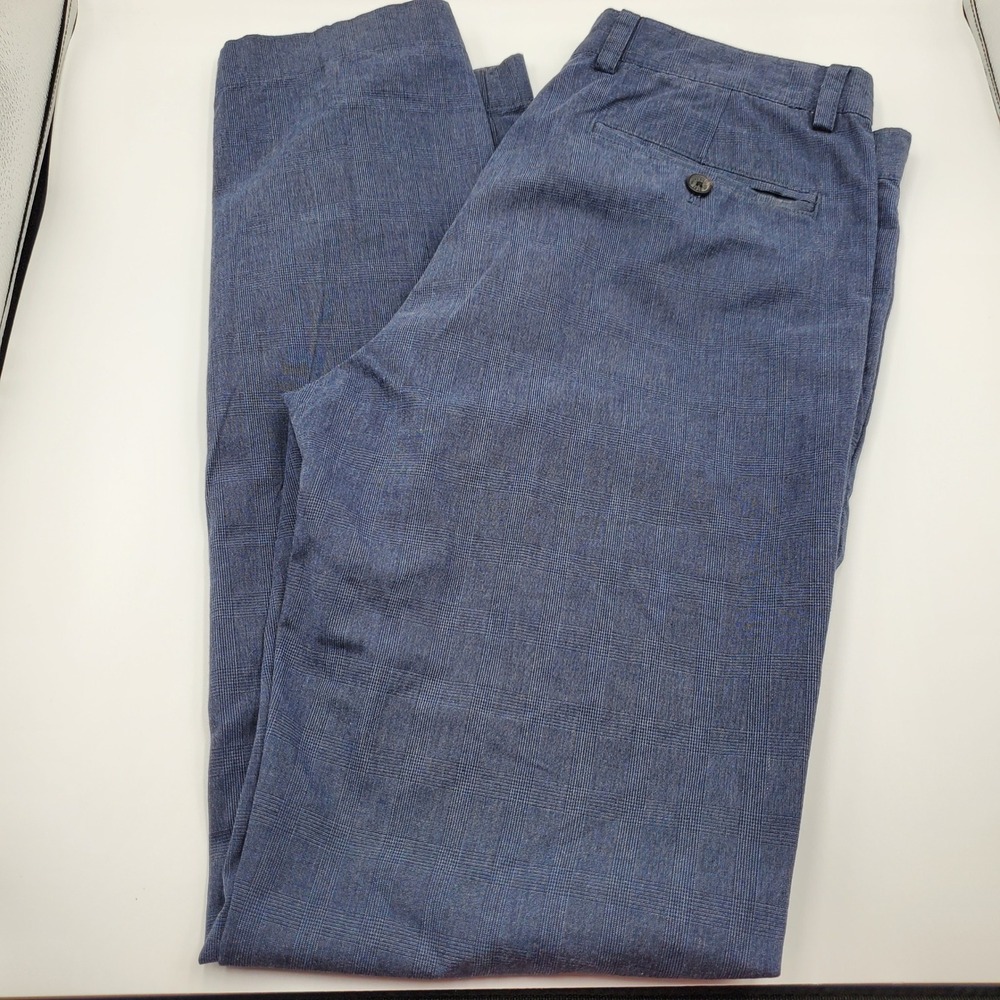 Brooks Brothers Slim Fit Blue Glen Plaid Cotton Chino Pants Mens 32x32
